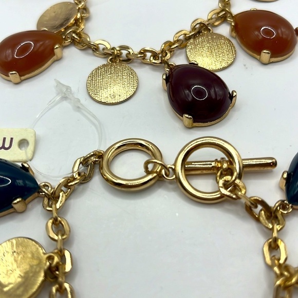 2 Mia Collection Women’s Jewelry Blue Maroon Orange Gold Tone Bracelet Toggle - Picture 6 of 9